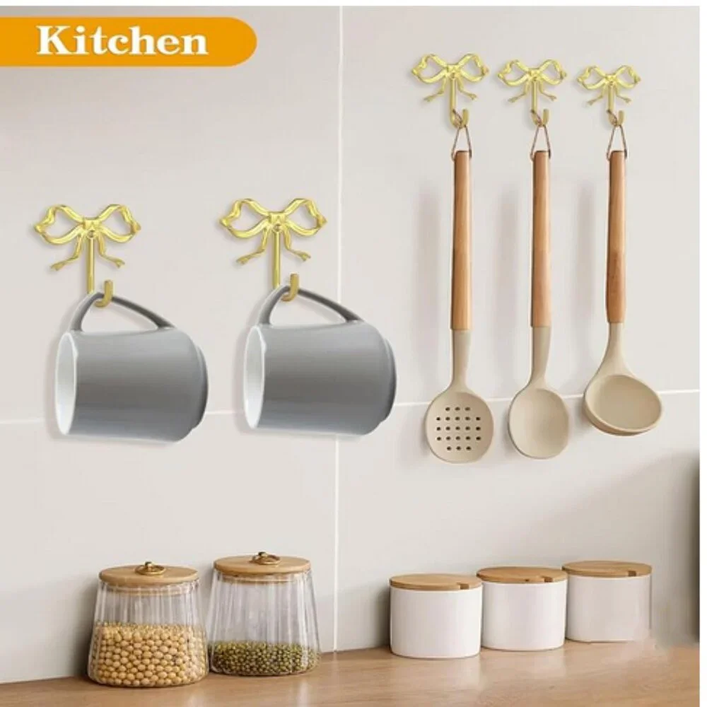 Gold Bow Wall Hooks (set of 2)